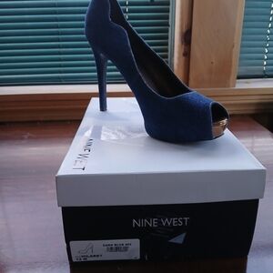 Nine West Navy Peep Toe Stilettos